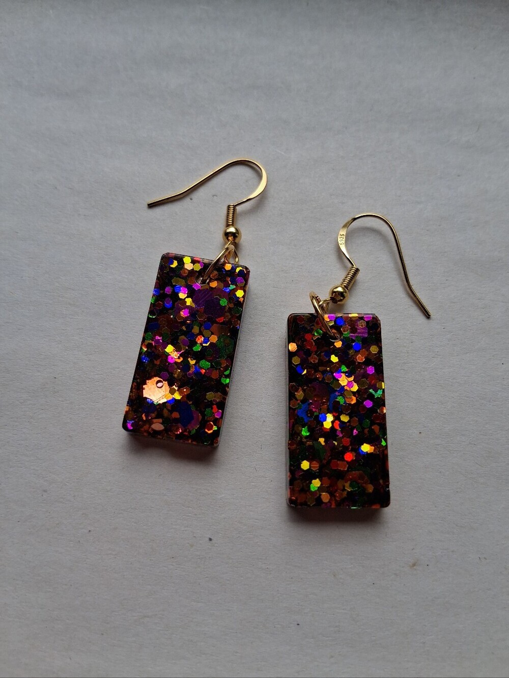 Holographic Confetti Rectangular Dangle Earrings - Multicolor